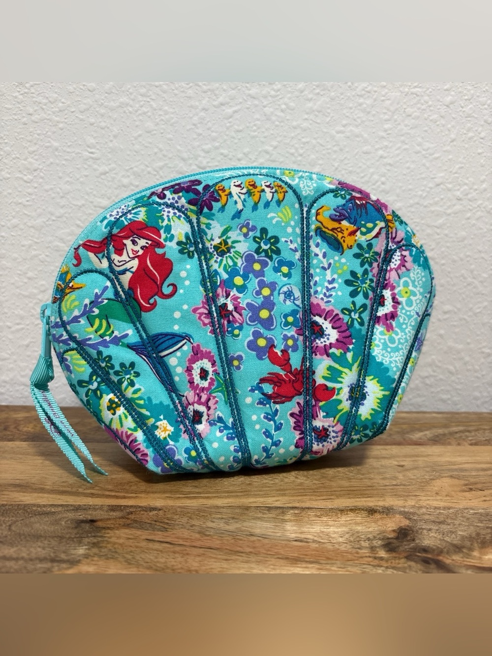 Vera Bradley Disney  Limited Edition Shell Cosmetic Bag/Pouch ARIEL FLORAL